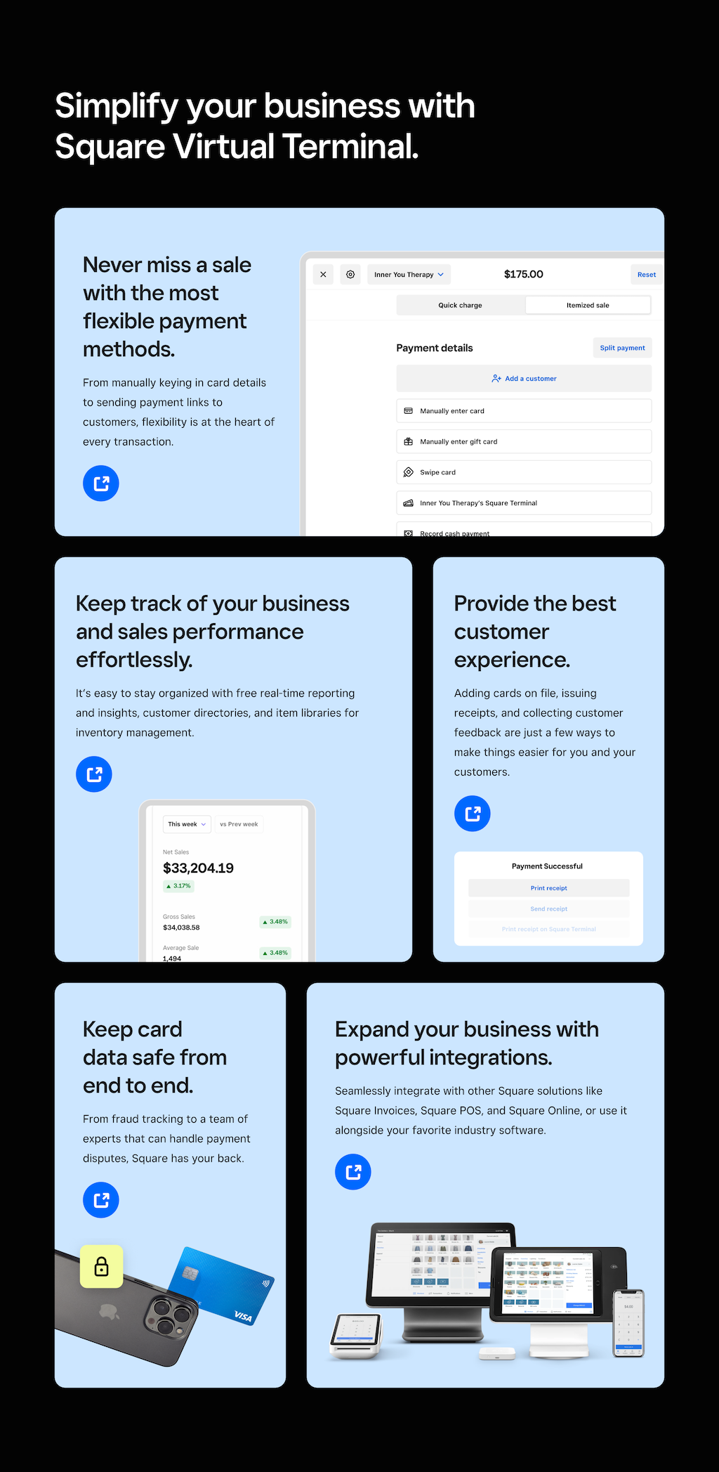 Virtual Terminal feature modals - desktop, small