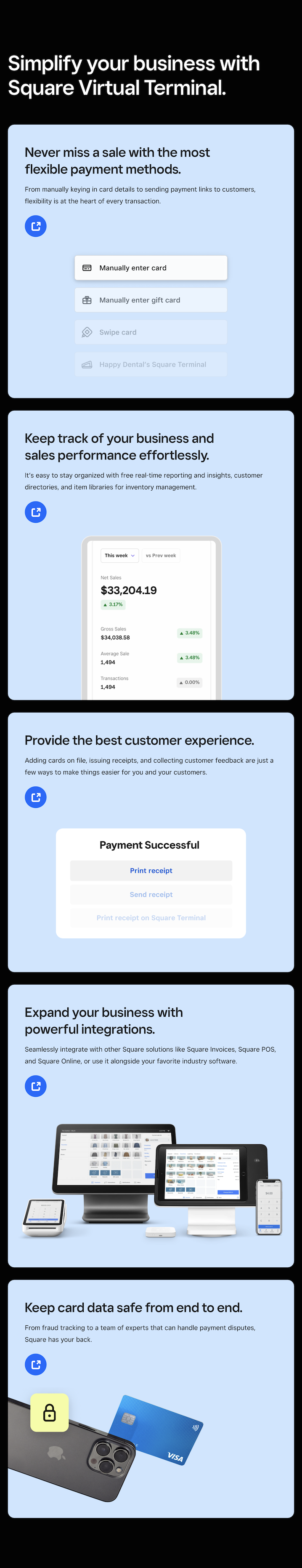 Virtual Terminal feature modals - tablet