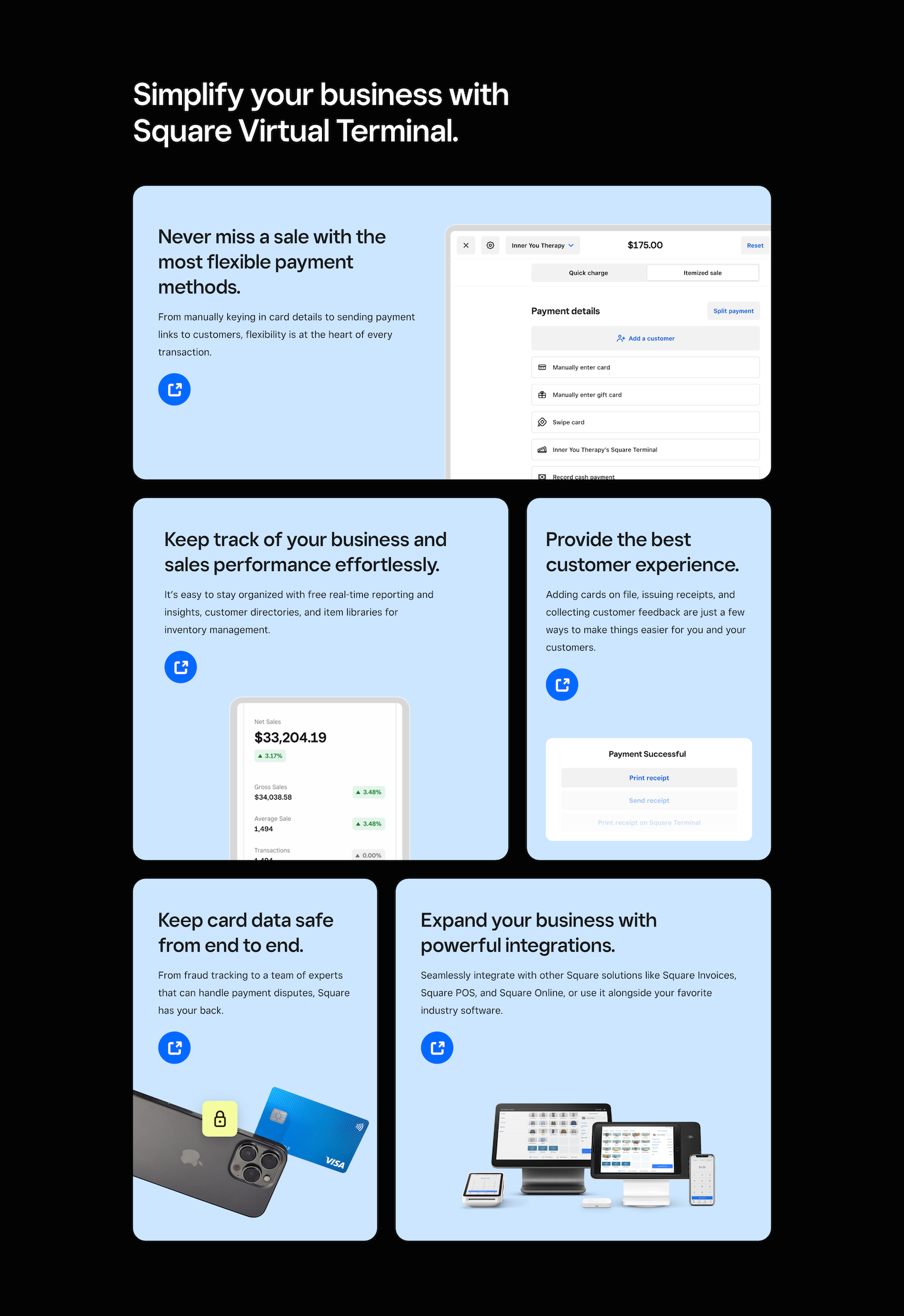 Virtual Terminal feature modals - desktop, large