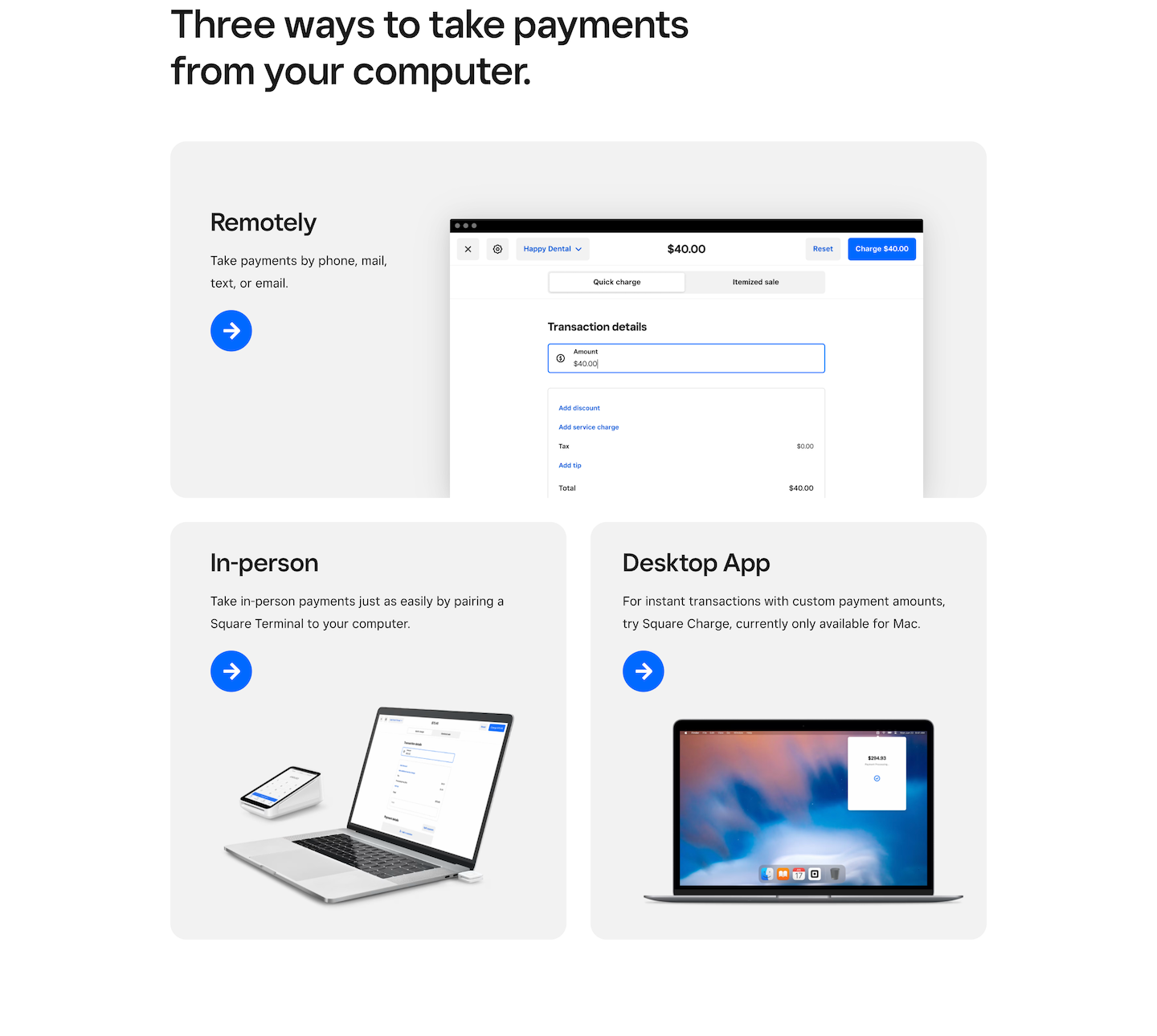 Virtual Terminal side-scrolling modal grid - desktop, large